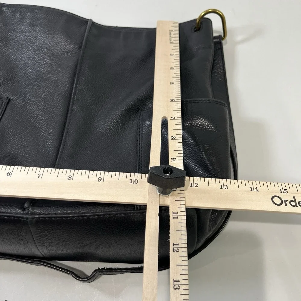 Fossil Lane North South Black Pebbled Leather‎ Hobo HandBag Purse Buttery Soft